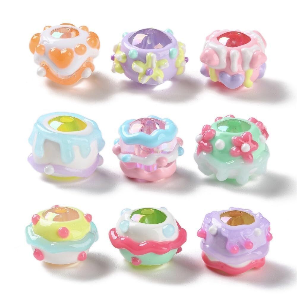 2623 18Pcs Random Handmade Enamel Bumpy Acrylic Bubblegum Beads Large Round